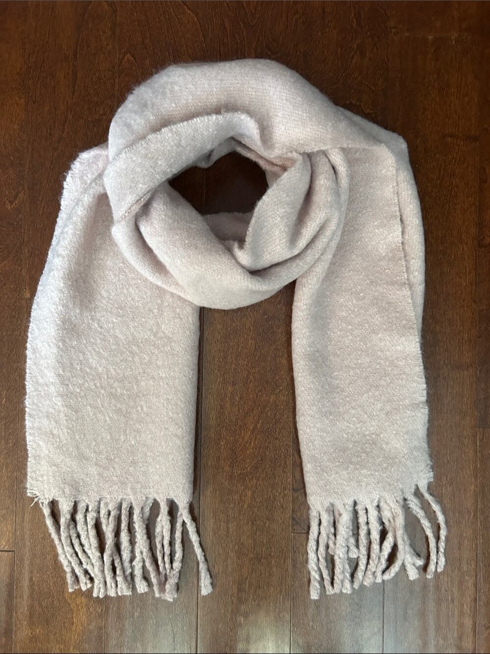 Main Character Aritzia Thick Blush Pink Fringe Scarf